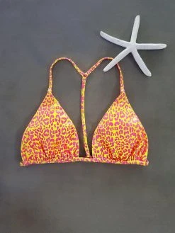 Dollboxx Bambi Y Back String Bikini Top - Savage Yellow/Pink