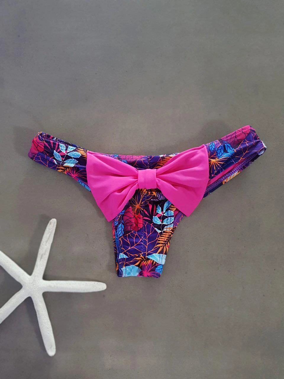 Dollboxx Booty Pop Bow Bikini Bottom - Tropicana/Pink 1 Dollboxx Booty Pop Bow Bikini Bottom - Tropicana/Pink