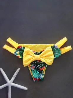 Dollboxx Cheeky Bow Brazilian Bikini Bottom - Maui/Yellow
