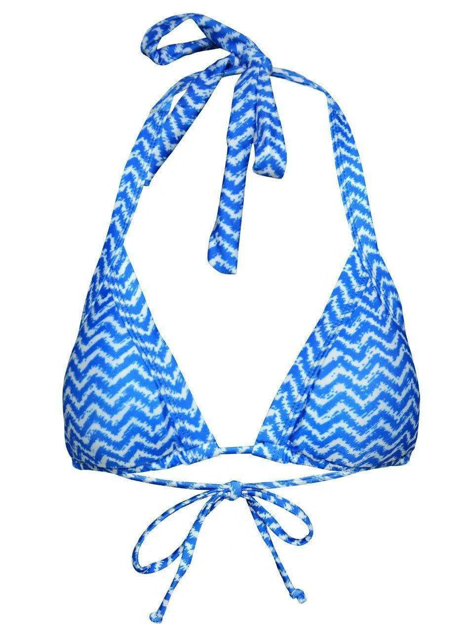 Dollboxx Slide Triangle Bikini Top - Chevron Waves Blue 3 Dollboxx Slide Triangle Bikini Top - Chevron Waves Blue - Image 3