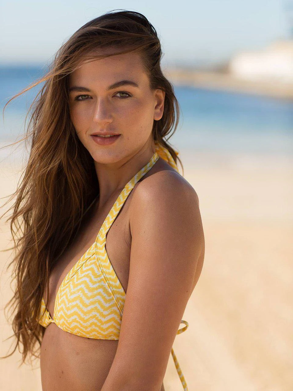 Dollboxx Slide Triangle Bikini Top - Chevron Waves Yellow 6 Dollboxx Slide Triangle Bikini Top - Chevron Waves Yellow - Image 6