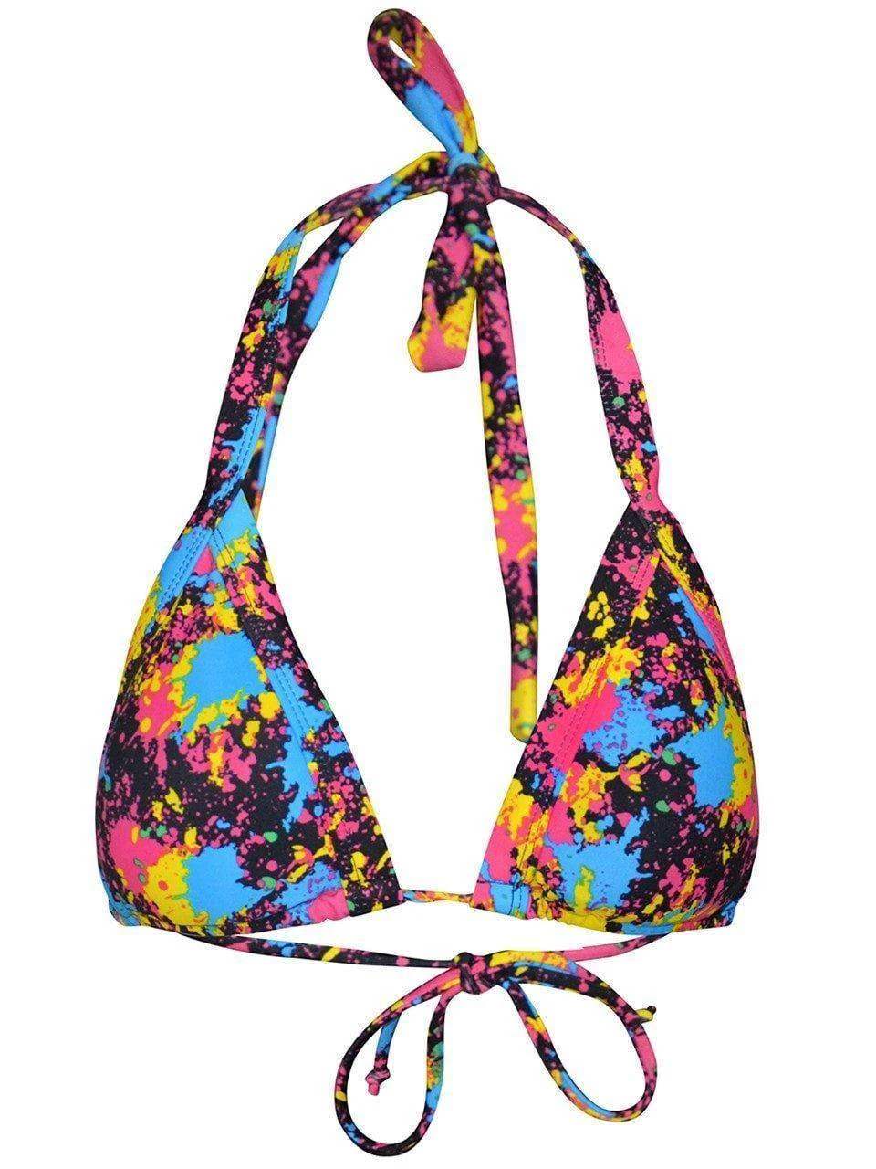 Dollboxx Slide Triangle Bikini Top - Paint Splash 2 Dollboxx Slide Triangle Bikini Top - Paint Splash - Image 2